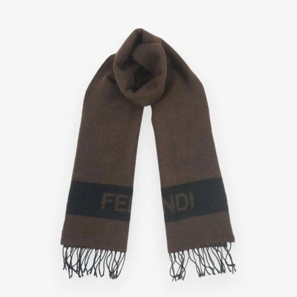 Authentic Fendi 100% Wool Scarf Brown w/ COA